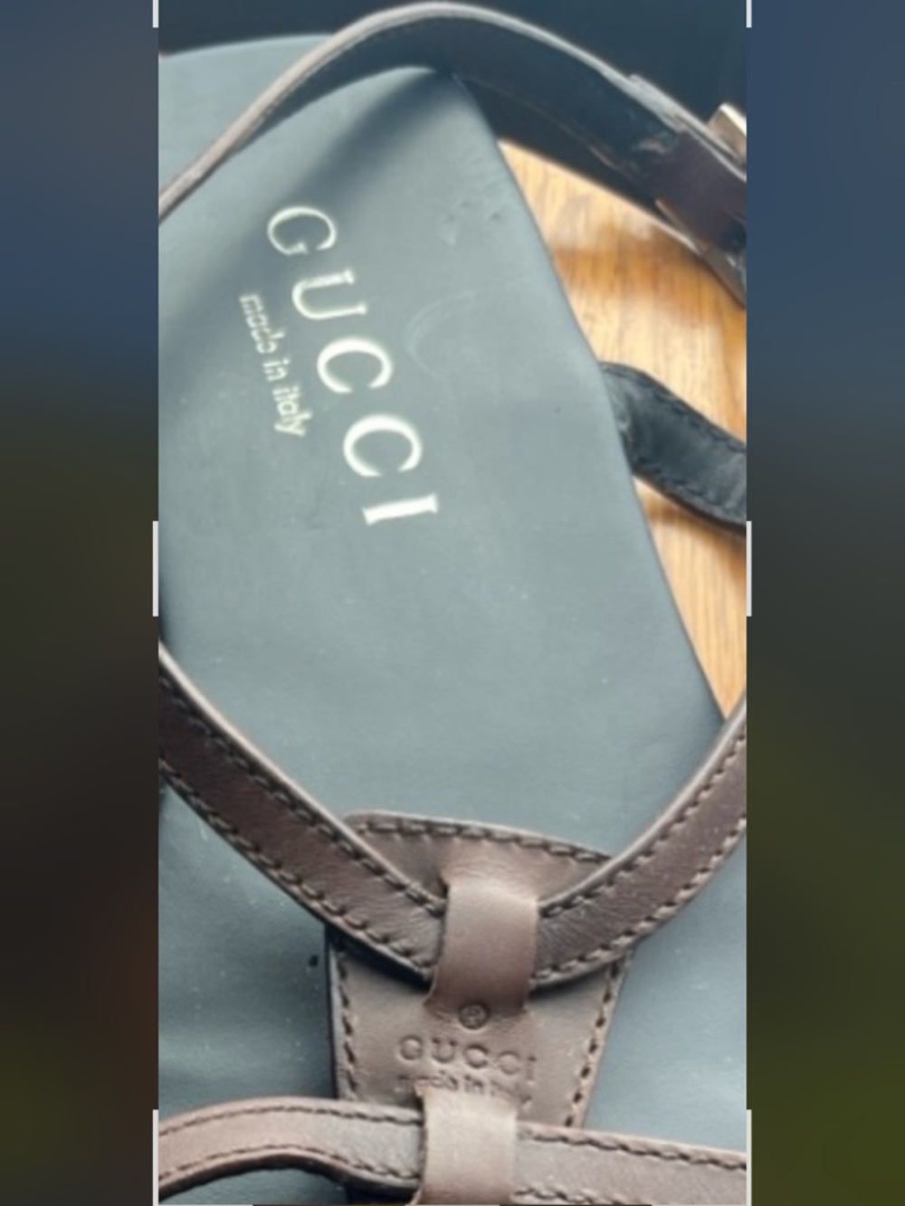 Gucci Leather Thong Sandals Brown Ankle Strap Size 42 Made in Italy Luxury - Picture 2 of 6